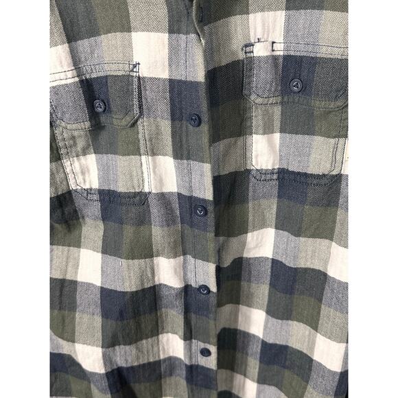 Vans Off The Wall Green Gray Plaid Flannel Shirt Men’s Small - Picture 5 of 7